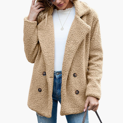 Marlowe | Women's Oversized Teddy Lapel Collar Faux Fur Jacket