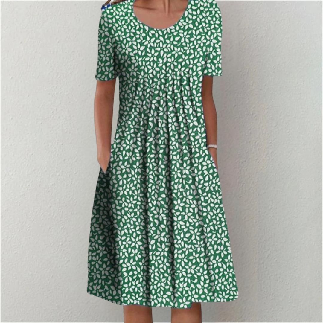 Poppy | Short Sleeve Floral Print Relaxed Casual Midi Dress