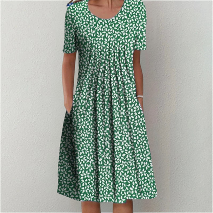 Poppy | Short Sleeve Floral Print Relaxed Casual Midi Dress