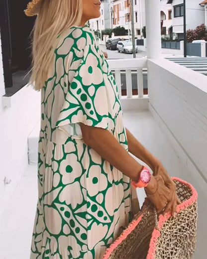Daisy | Flutter Sleeve Floral V Neck Relaxed Boho Maxi Summer Dress