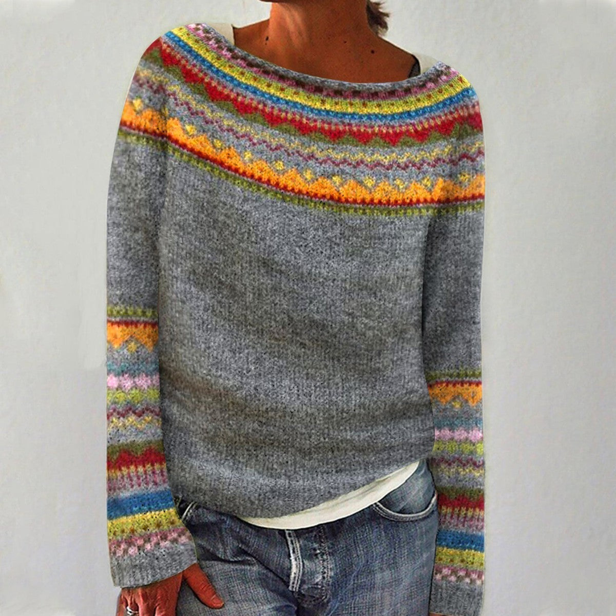 Ingrid | Women's Nordic Fair Isle Colourful Knit Sweater