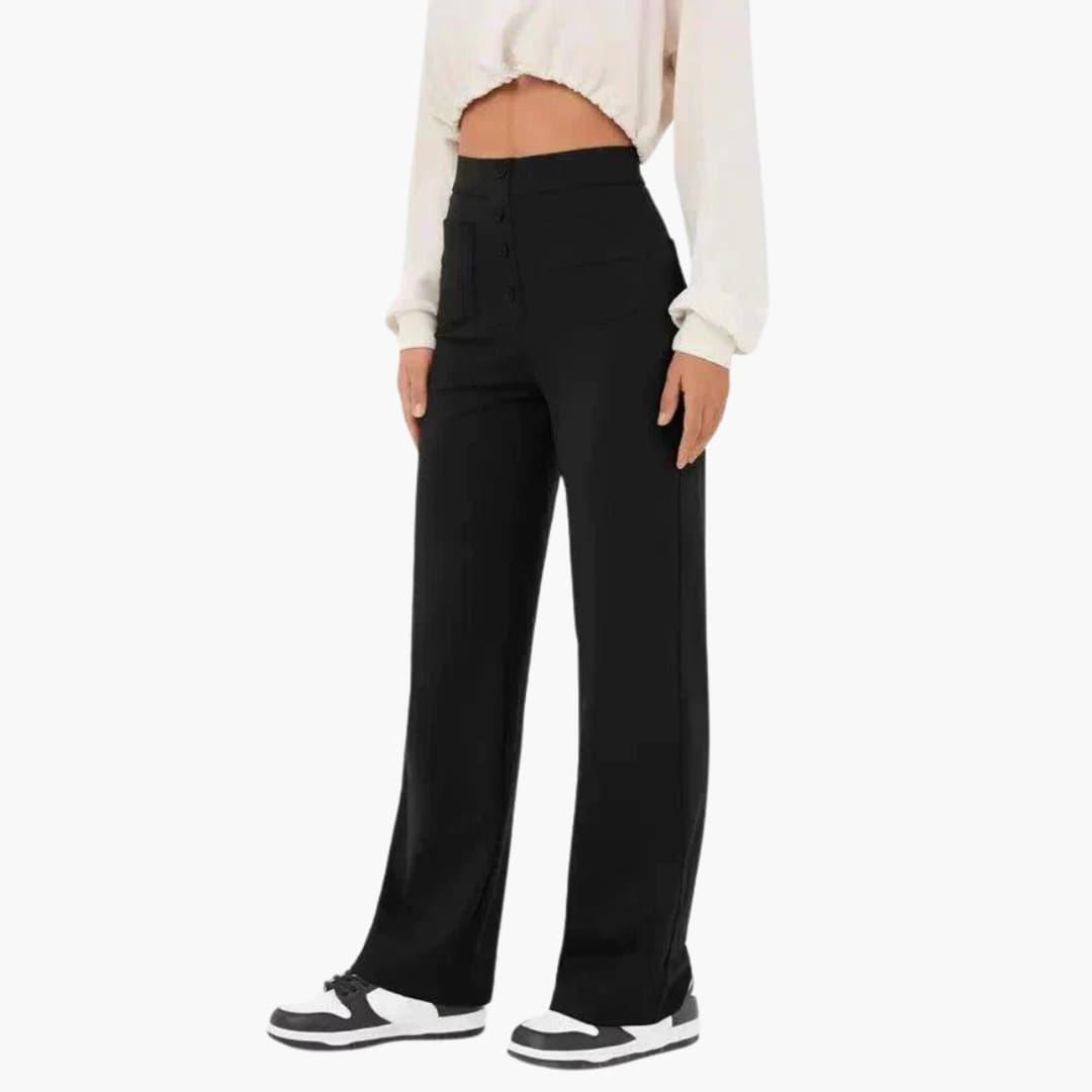 Marlowe | Women's High Waisted Wide Leg Patch Pocket Trousers