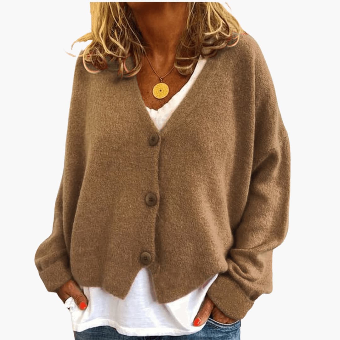 Marlowe | Women's Knitted Button-Up V-Neck Cardigan