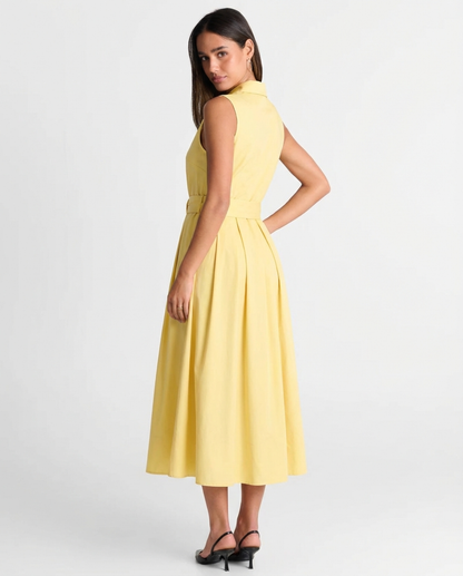 Anne | Sleeveless Pleated Waist Midi Wedding Guest Dress