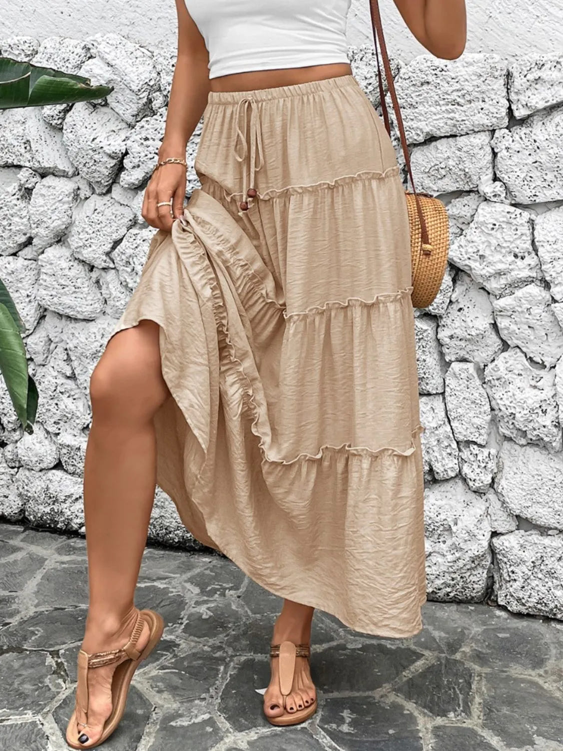 Serena | Women's Boho Tiered Flowy Maxi Skirt