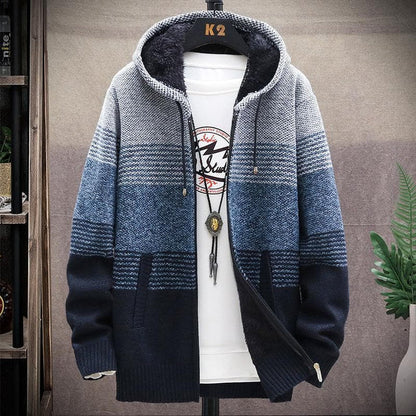 Thatcher | Men's Knitted Hooded Fleece-Lined Cardigan