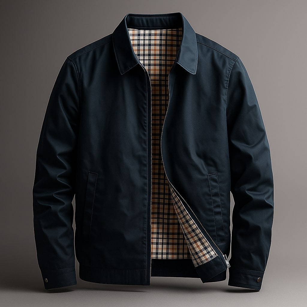 Thornby | Men's Classic Zip Checked Lining Harrington Jacket