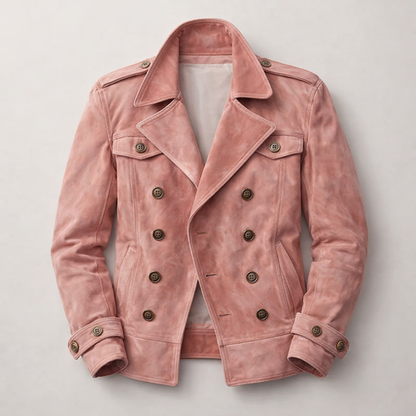Thaddeus | Men's Suede Double-Breasted Leather Jacket