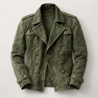 Thaddeus | Men's Suede Double-Breasted Leather Jacket