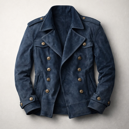 Thaddeus | Men's Suede Double-Breasted Leather Jacket