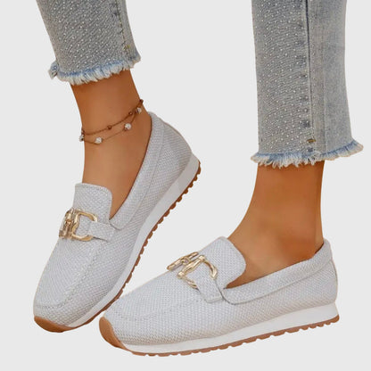 Susana | Loafers Orthopedic Platform Knit Gold Hardware Slip On