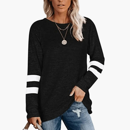 Sienna | Women's Long Sleeve Crew Neck Striped Casual Top