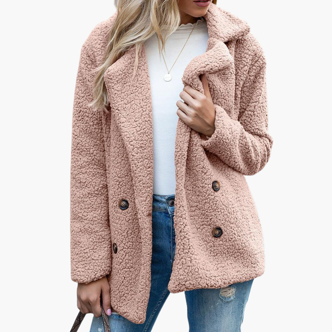 Marlowe | Women's Oversized Teddy Lapel Collar Faux Fur Jacket