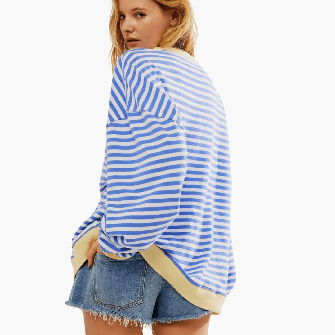 Marlowe | Women's Striped Relaxed Long Sleeve Top