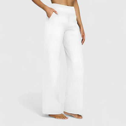 Ame | Wide Waistband High Waist Wide Leg Pocket Casual Pant