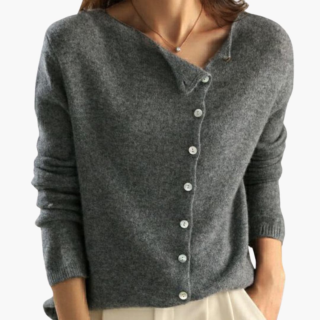 Delphine | Women's Asymmetric Button Front Knit Cardigan