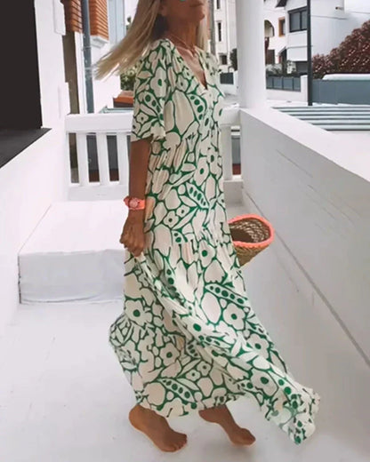Daisy | Flutter Sleeve Floral V Neck Relaxed Boho Maxi Summer Dress