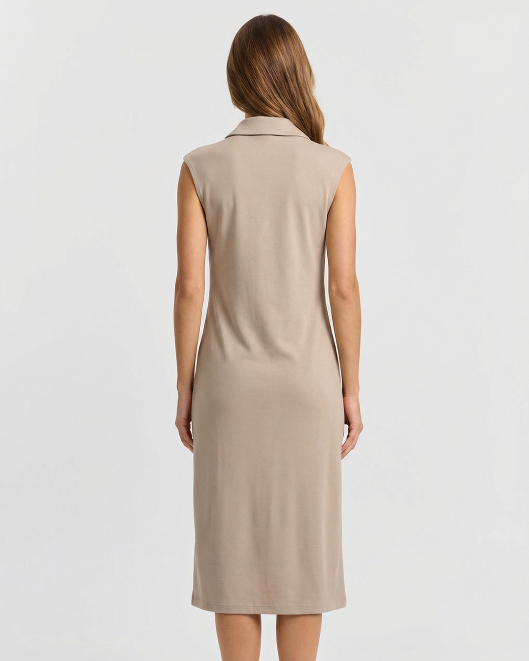 Paige | Tailored Sleeveless Button Detail Midi Dress