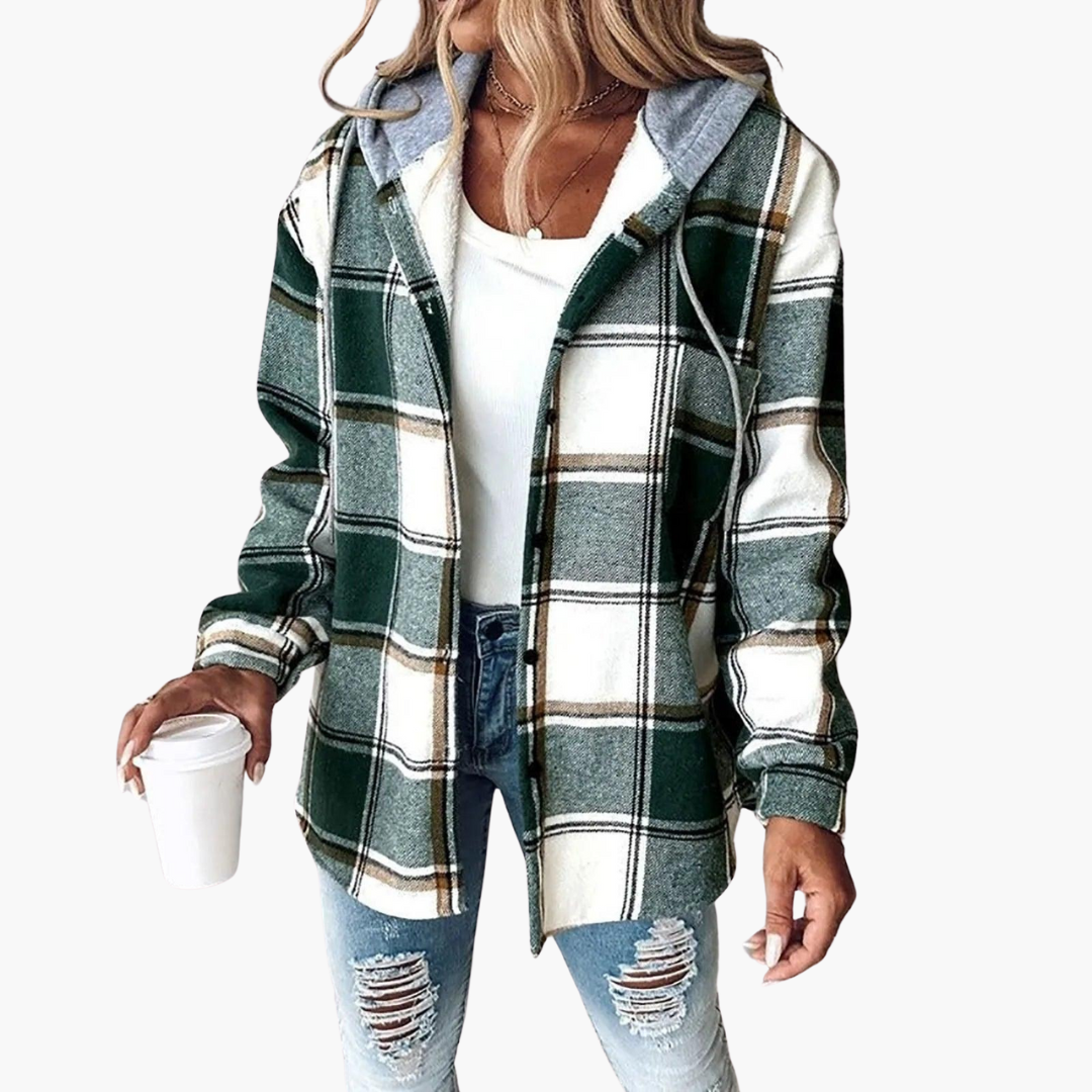 Harper | Women's Plaid Hooded Button-Up Shacket