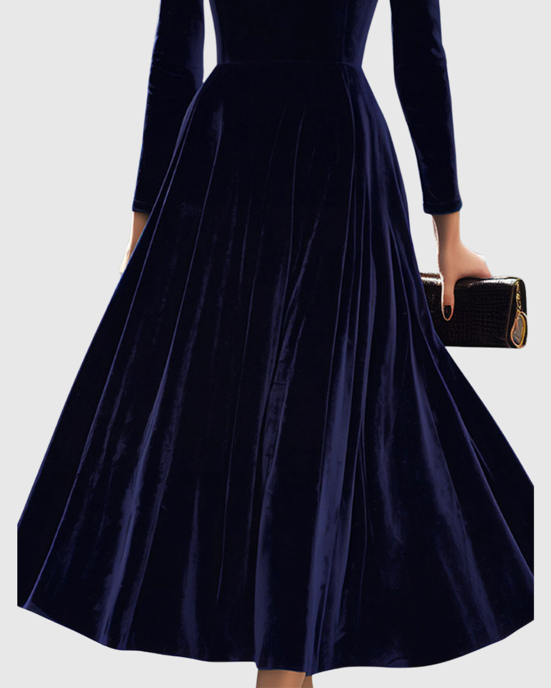 Sibella | Long Sleeve Velvet A-Line Midi Elegant Formal Dress