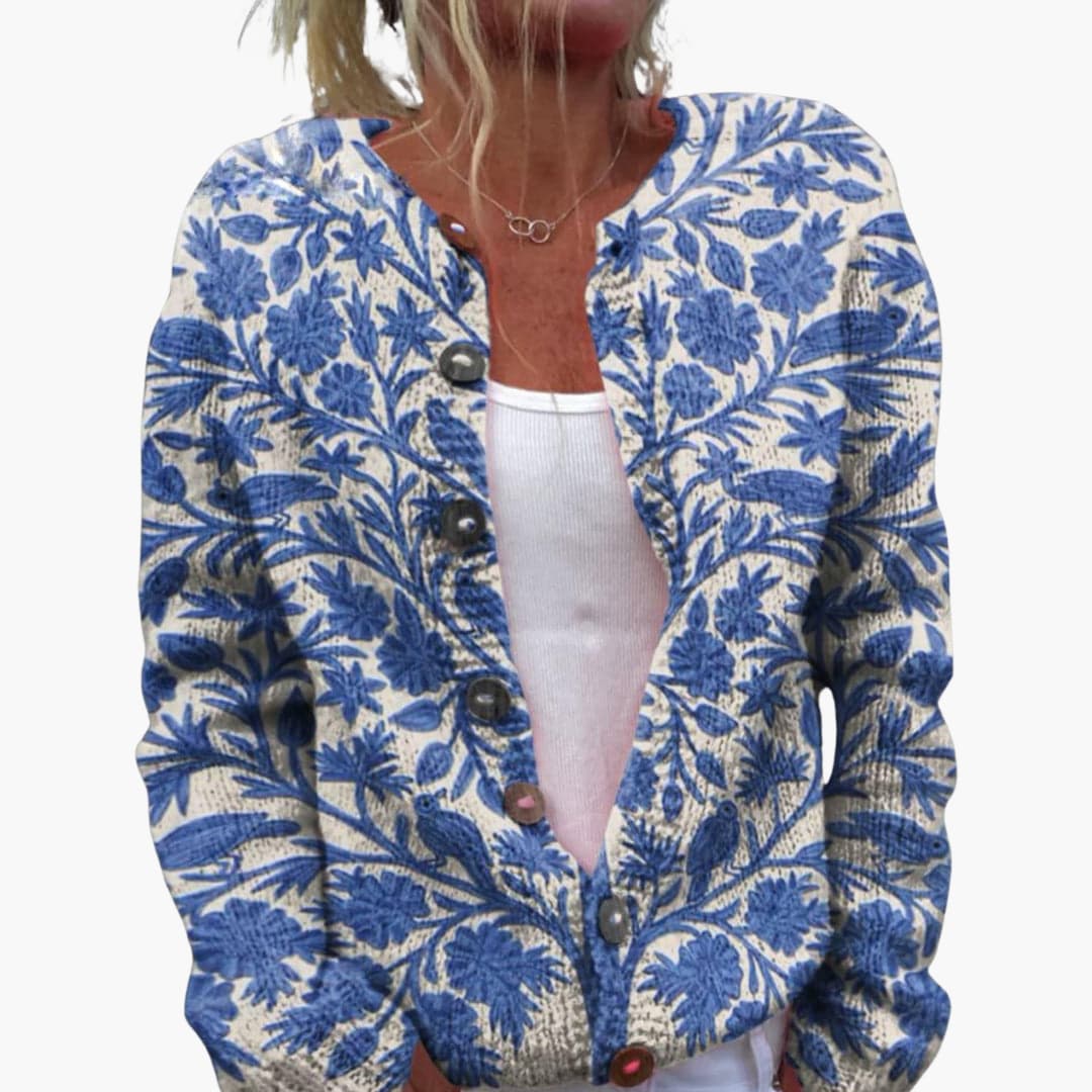 Marisol | Women's Floral Knit Button-Up Cardigan