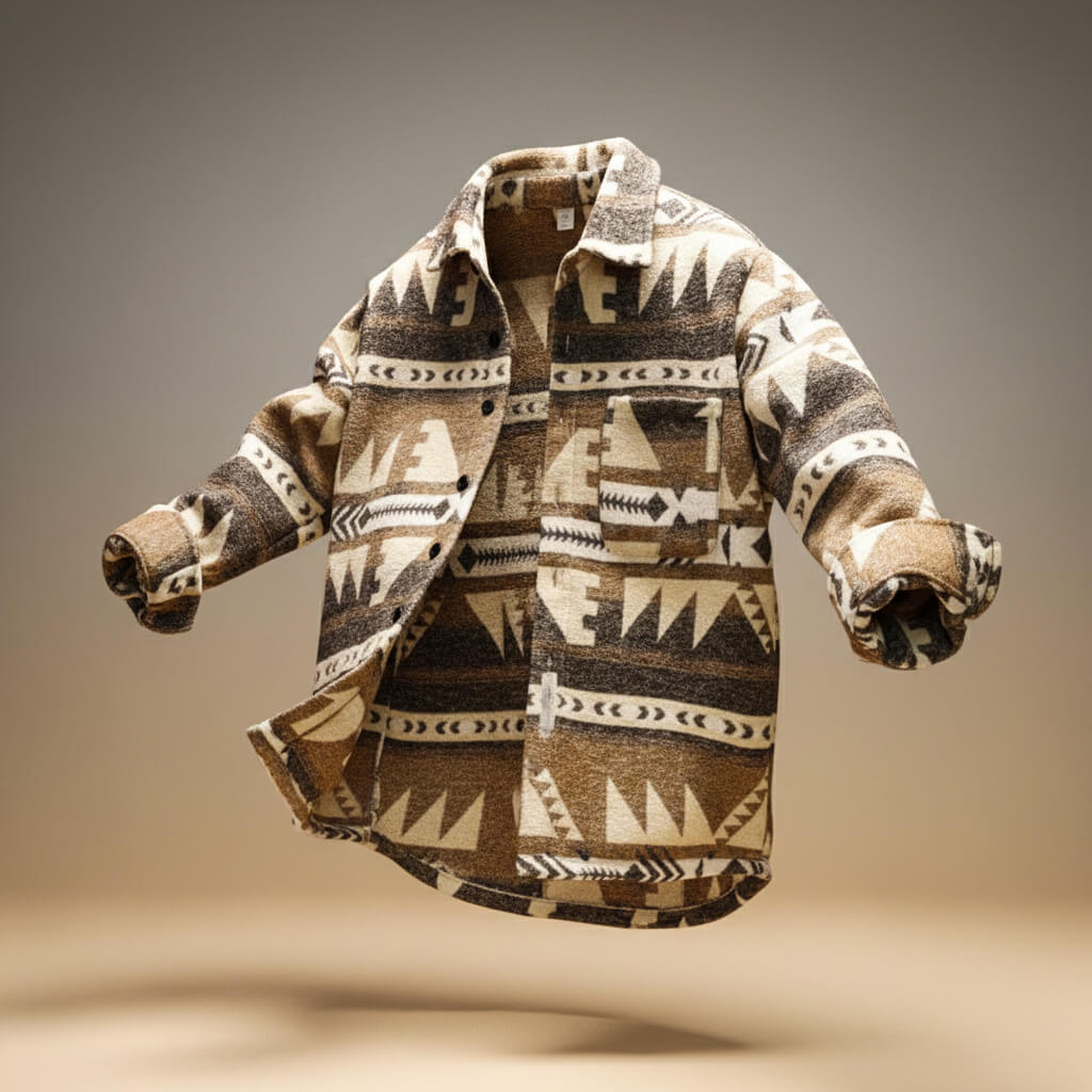 Silas | Men's Aztec Print Wool Blend Relaxed Fit Shacket Jacket