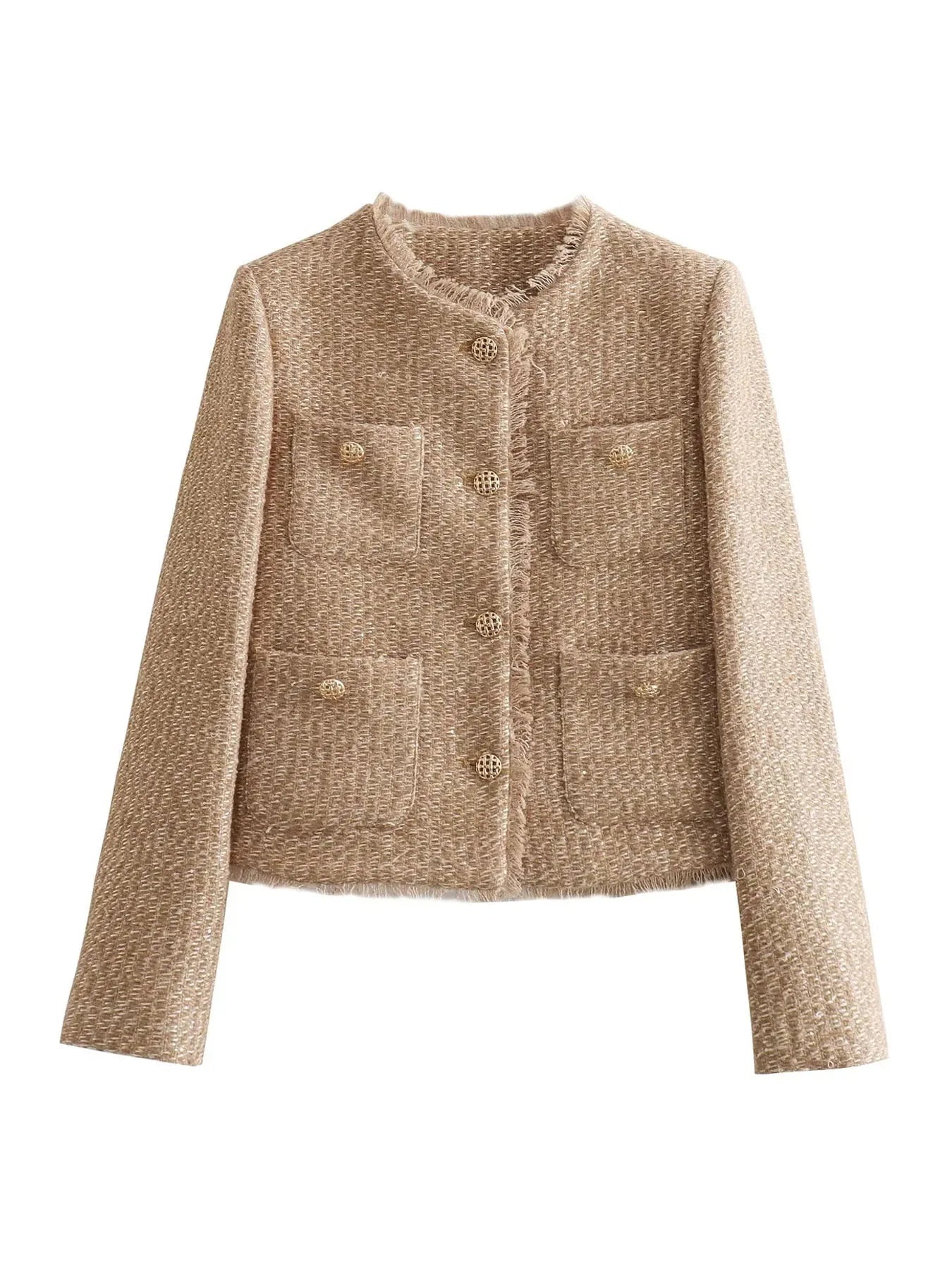Vivienne | Women's Tweed Cropped Button-Front Jacket