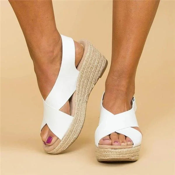 Neve | Cross Strap Espadrille Wedge Slingback Orthopedic Sandal