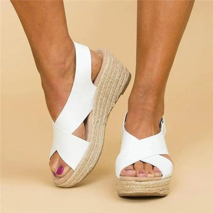 Neve | Cross Strap Espadrille Wedge Slingback Orthopedic Sandal