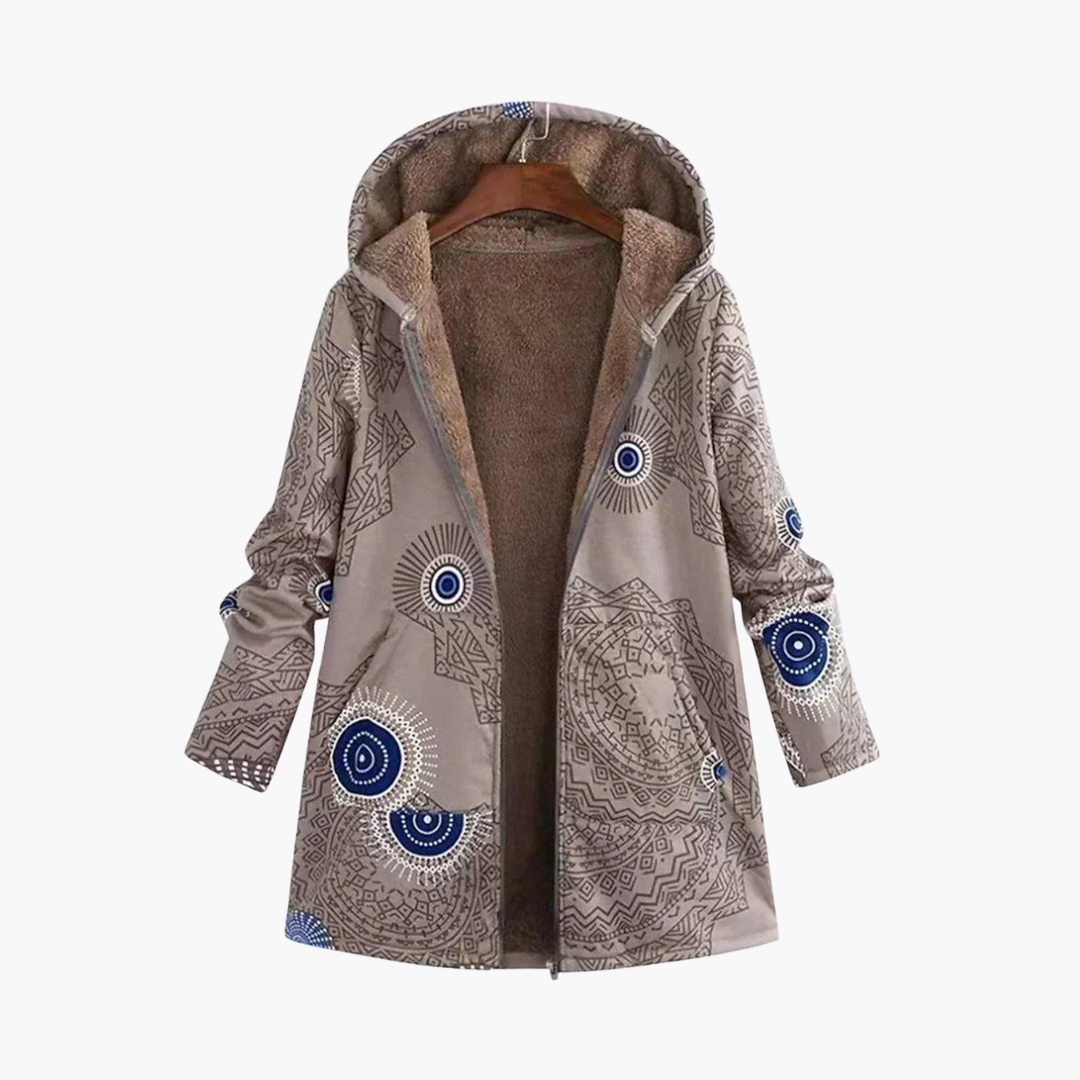Marisol | Women's Hooded Sherpa-Lined Boho Print Winter Jacket