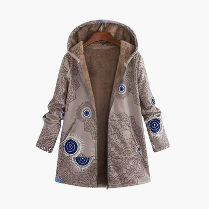Marisol | Women's Hooded Sherpa-Lined Boho Print Winter Jacket