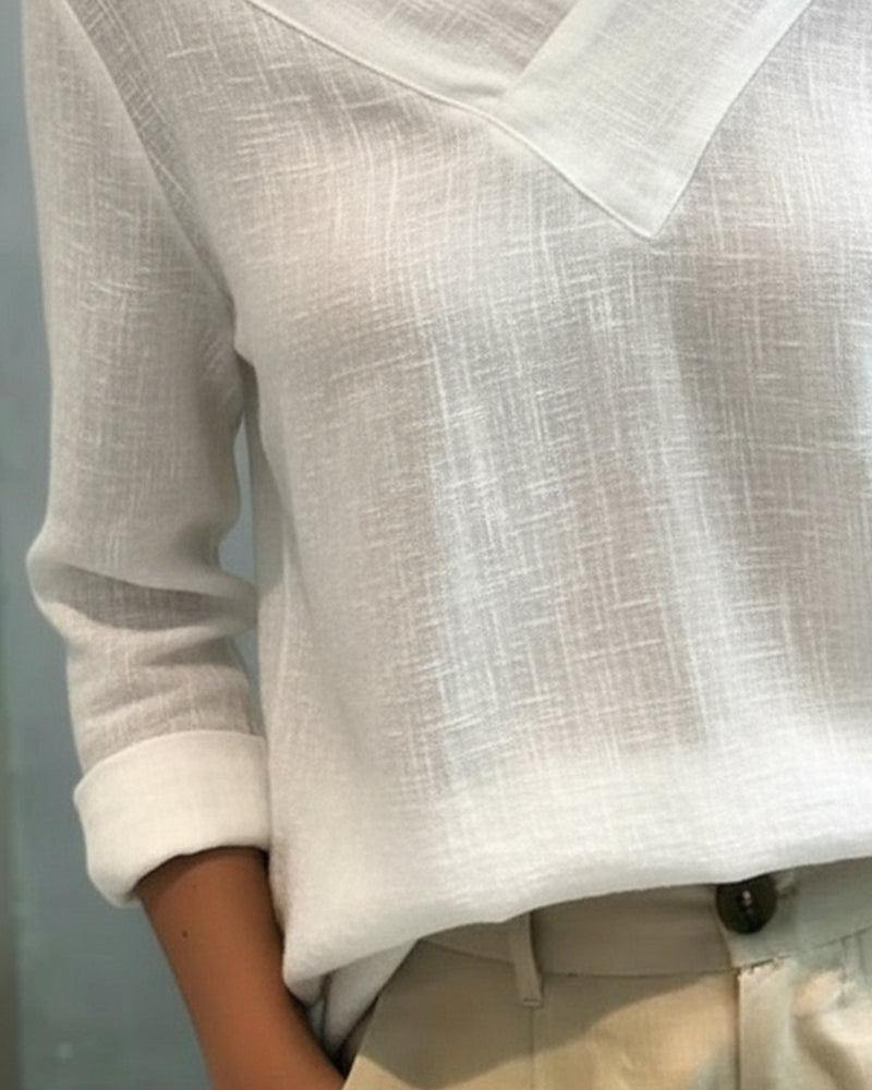 Aria | Off Shoulder Asymmetric V Neck Long Sleeve Relaxed Top
