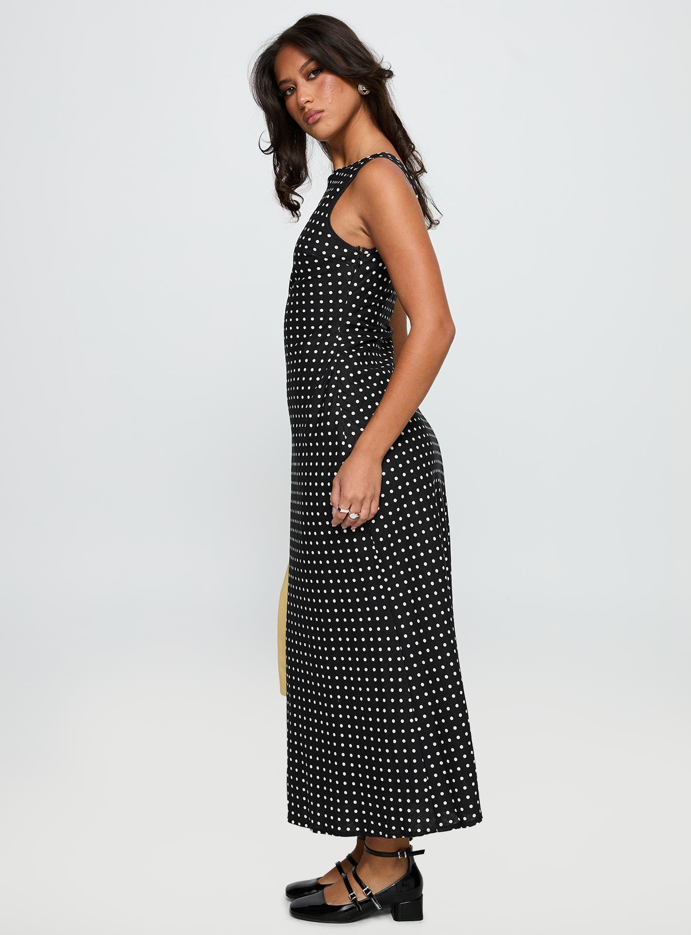 Diane | Polka Dot Boat Neck Sleeveless Fitted Midi Dress
