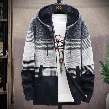 Thatcher | Men's Knitted Hooded Fleece-Lined Cardigan