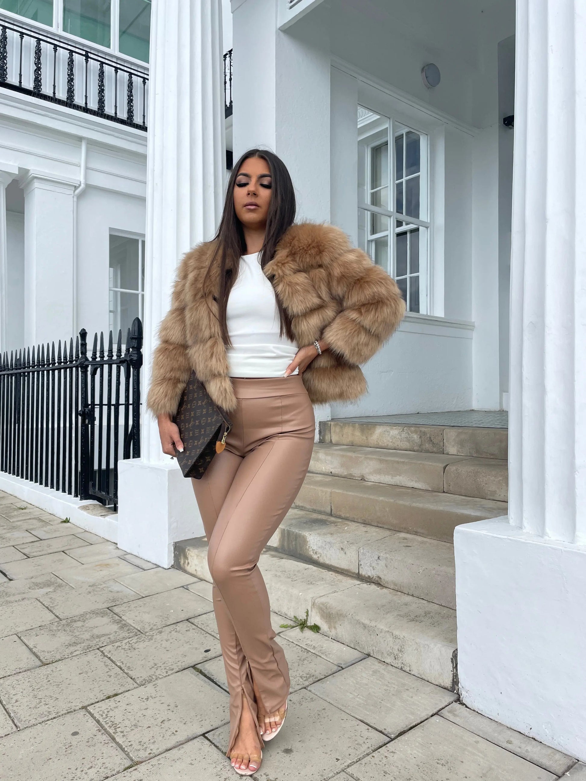 Talia | Women's Faux Fur Cropped Winter Jacket Coat