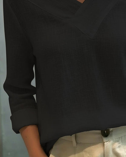 Aria | Off Shoulder Asymmetric V Neck Long Sleeve Relaxed Top
