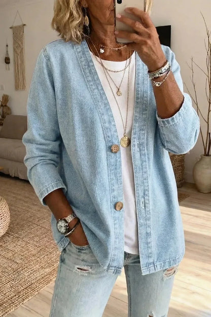 Marlowe | Women's Washed Denim Open-Front Cardigan Jacket