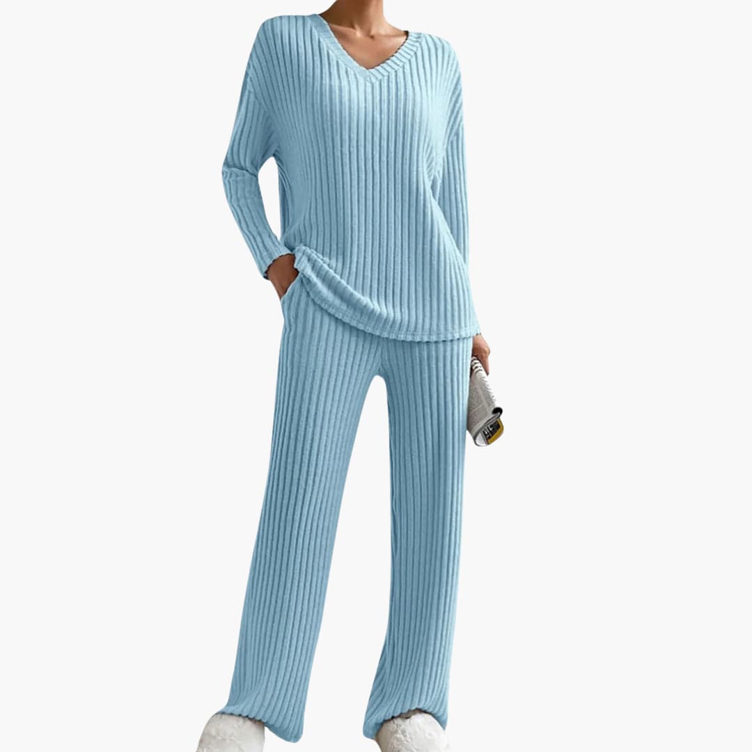 Neutral Haven | Women's Ribbed Knit Lounge Set
