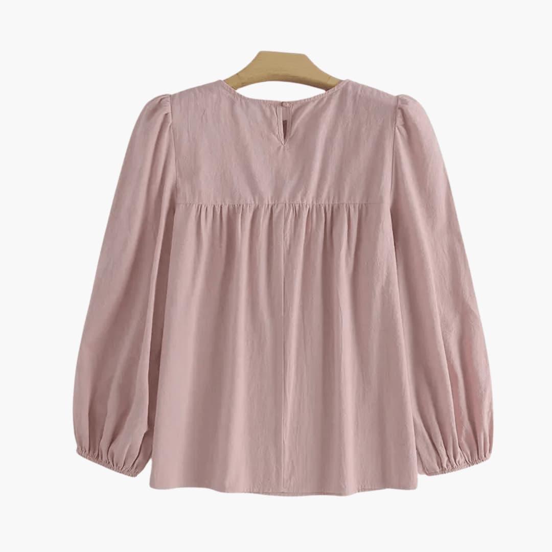 Elara | Women's Long Sleeve Round Neck Flowy Blouse