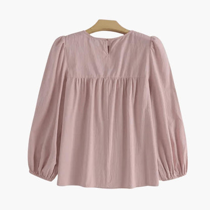 Elara | Women's Long Sleeve Round Neck Flowy Blouse