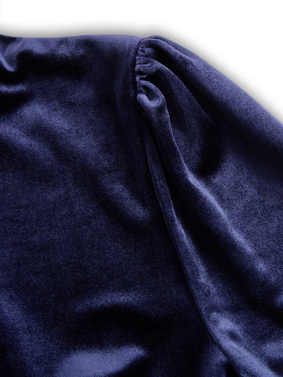 Sibella | Long Sleeve Velvet A-Line Midi Elegant Formal Dress