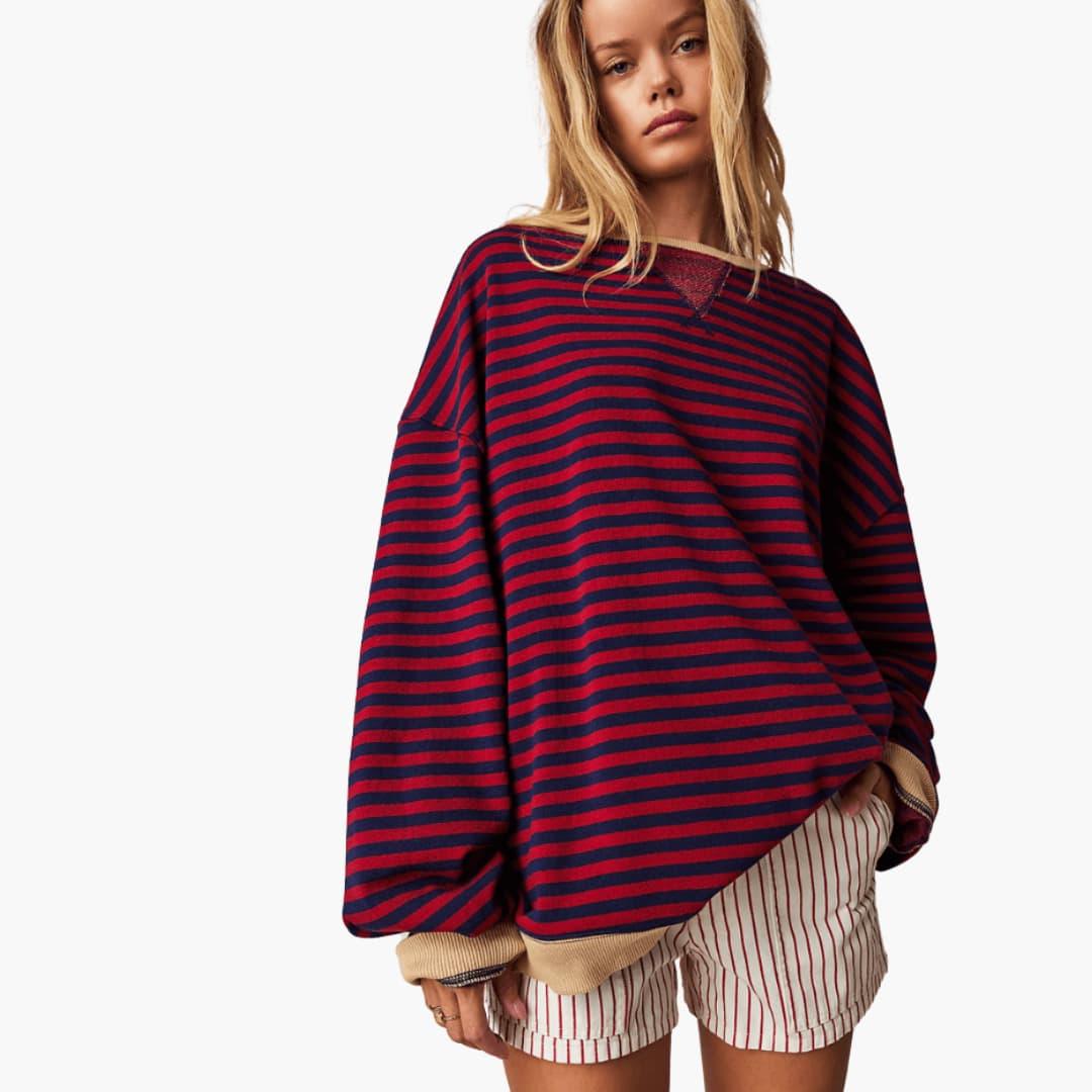 Marlowe | Women's Striped Relaxed Long Sleeve Top