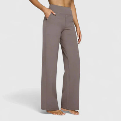 Ame | Wide Waistband High Waist Wide Leg Pocket Casual Pant