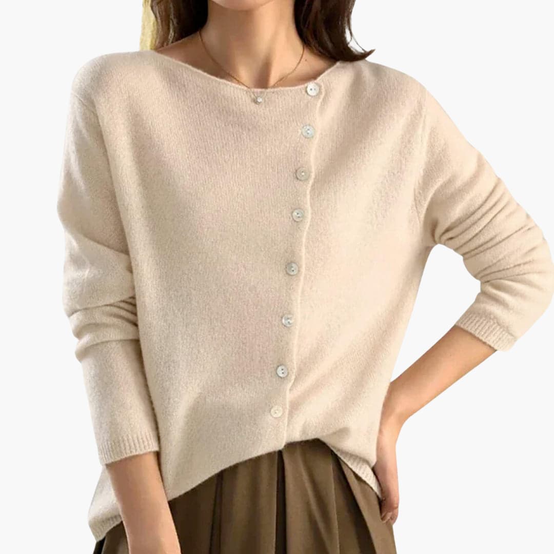 Delphine | Women's Asymmetric Button Front Knit Cardigan