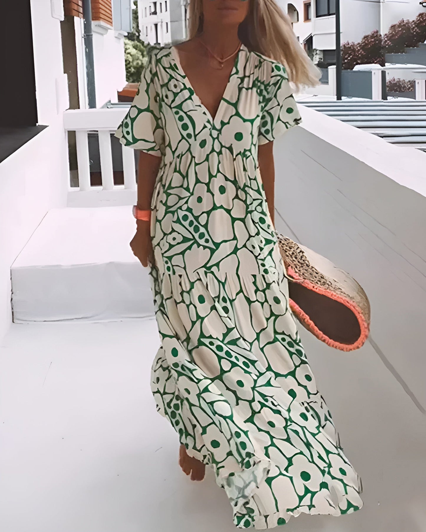 Daisy | Flutter Sleeve Floral V Neck Relaxed Boho Maxi Summer Dress
