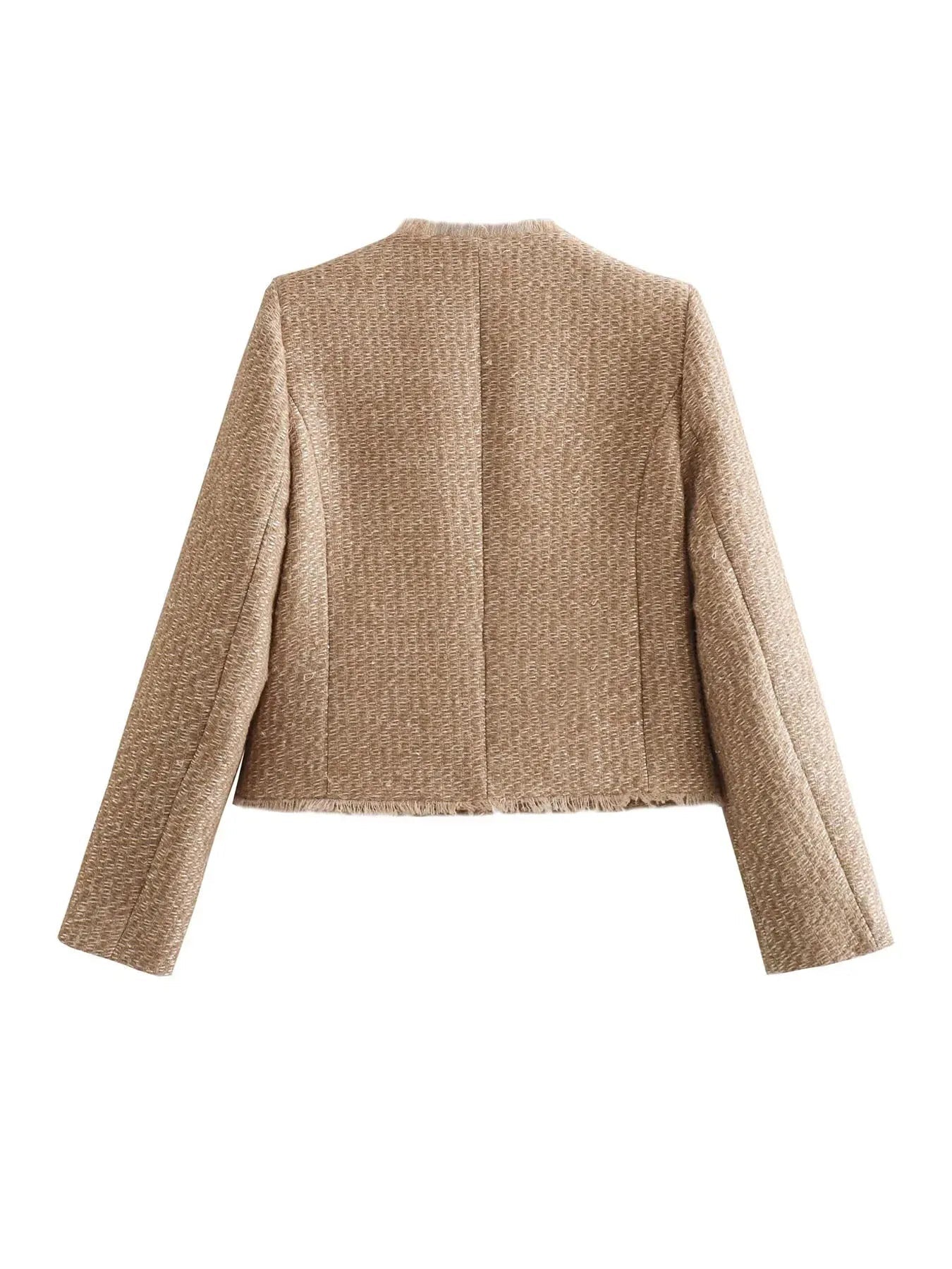 Vivienne | Women's Tweed Cropped Button-Front Jacket