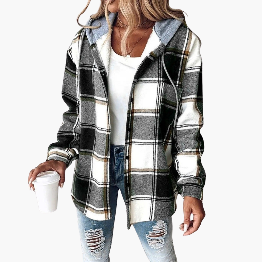 Harper | Women's Plaid Hooded Button-Up Shacket