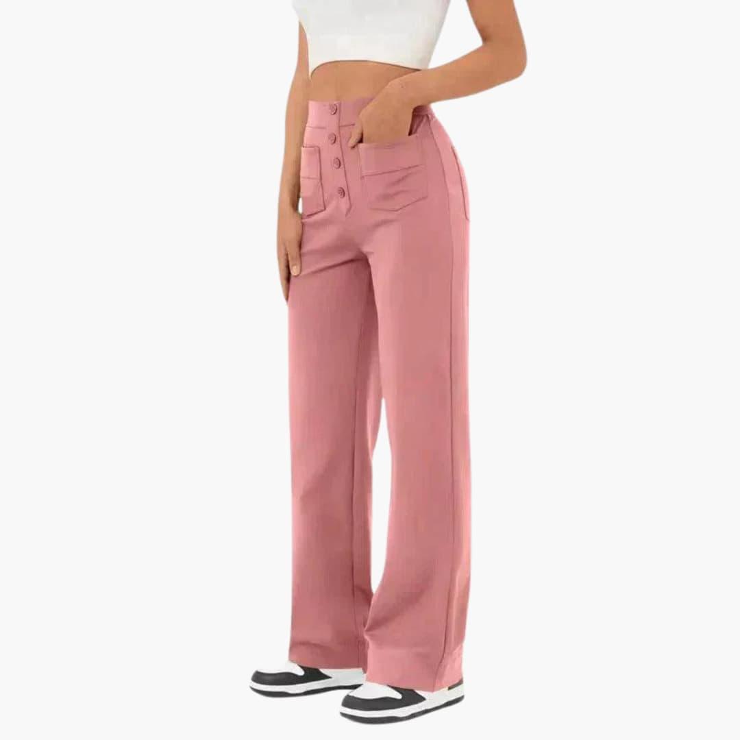 Marlowe | Women's High Waisted Wide Leg Patch Pocket Trousers