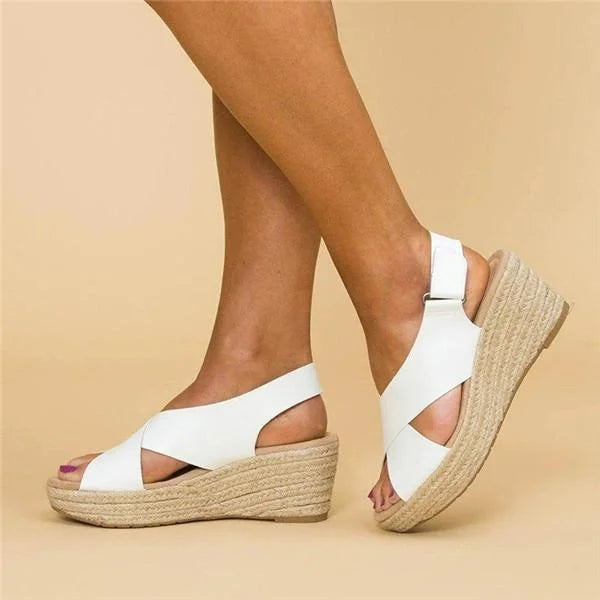 Neve | Cross Strap Espadrille Wedge Slingback Orthopedic Sandal