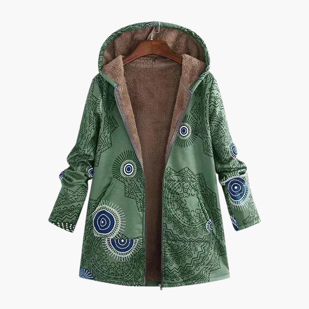 Marisol | Women's Hooded Sherpa-Lined Boho Print Winter Jacket